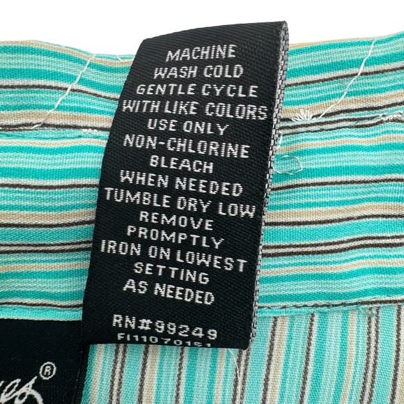 MAGGIE BARNES NEW 4x blue stripe floral embroidered button up short sleeve shirt - Picture 6 of 8